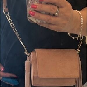 Pink Suede Crossbody Bag